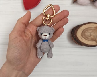 Plushie teddy bear keychain. Mini stuffed ornament