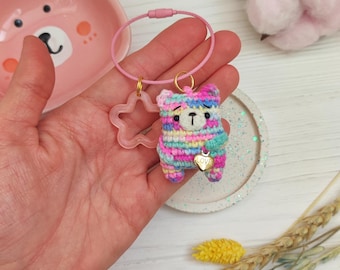Plush keychain cute teddy bear stuffed toy. Gift for beloved. Miss, love, think of you gift. Backpack ornament. Lovely mini kawaii hanging.