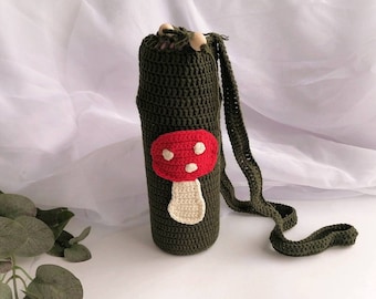 Mushroom Water Bottle Holder, Goblincore Water Bottle Carrier, Personalized Gift for Her