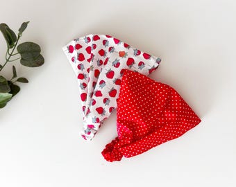 Strawberry Hair Bandana, Fruit Headband, Summer Hair Accessories, Gifts for Her, Cotton Head Scarf, Cottagecore Hair Accessories