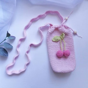 Cherry Water Bottle Holder, Pink Water Bottle Bag, Bottle Holder Sleeve, Spring Water Bottle Carrier