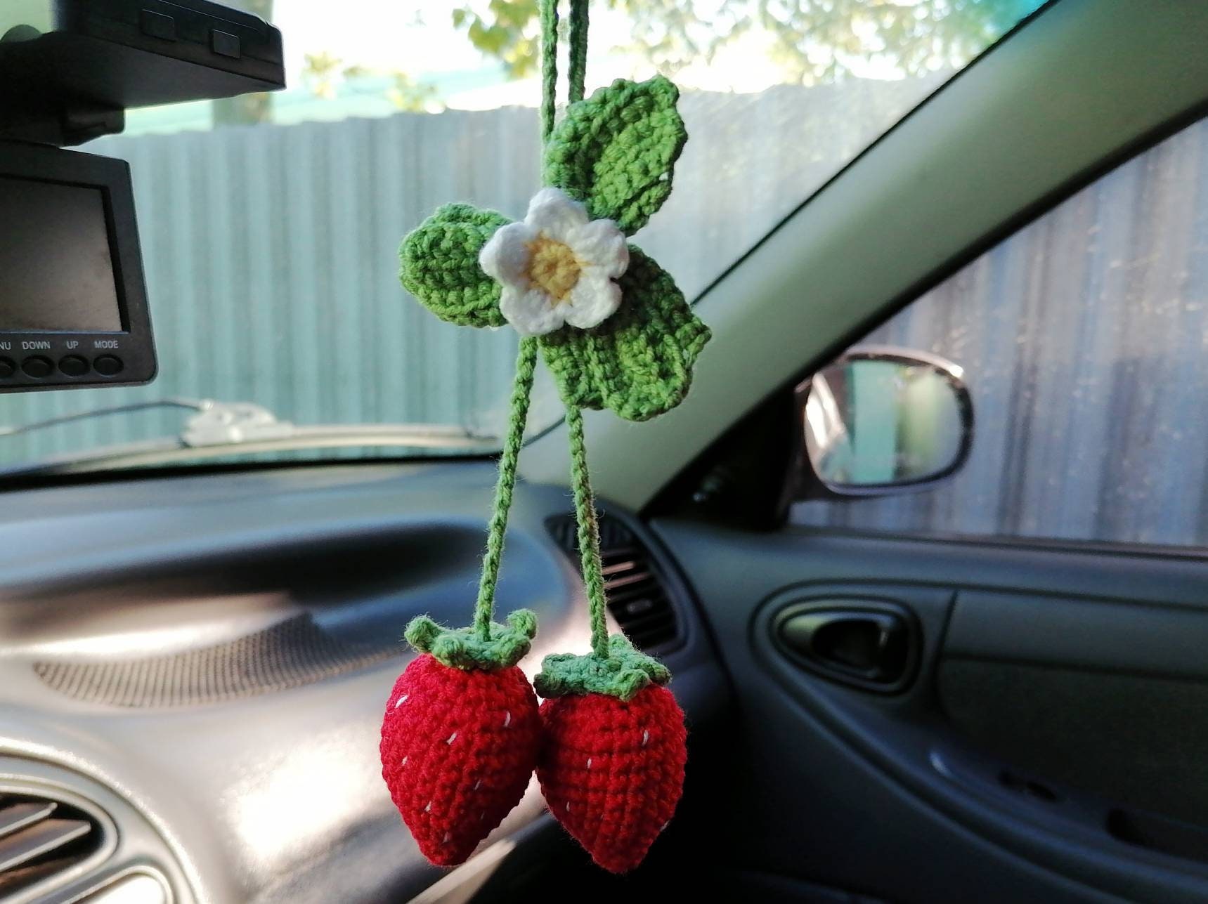 Strawberry Car Mirorr Hanging Decor Strawberry Rear View Etsy