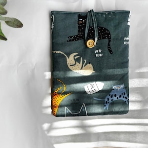 Book Sleeve Custom, Personalized Book Protector, Kindle Book Sleeve, Cat Book Bag, Travel Journal, Handmade Book Cover, Reader Gift
