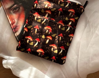 Red Mushroom Book Sleeve, Cottagecore Book Protector, Gothic Book Cover, Book Lover Present