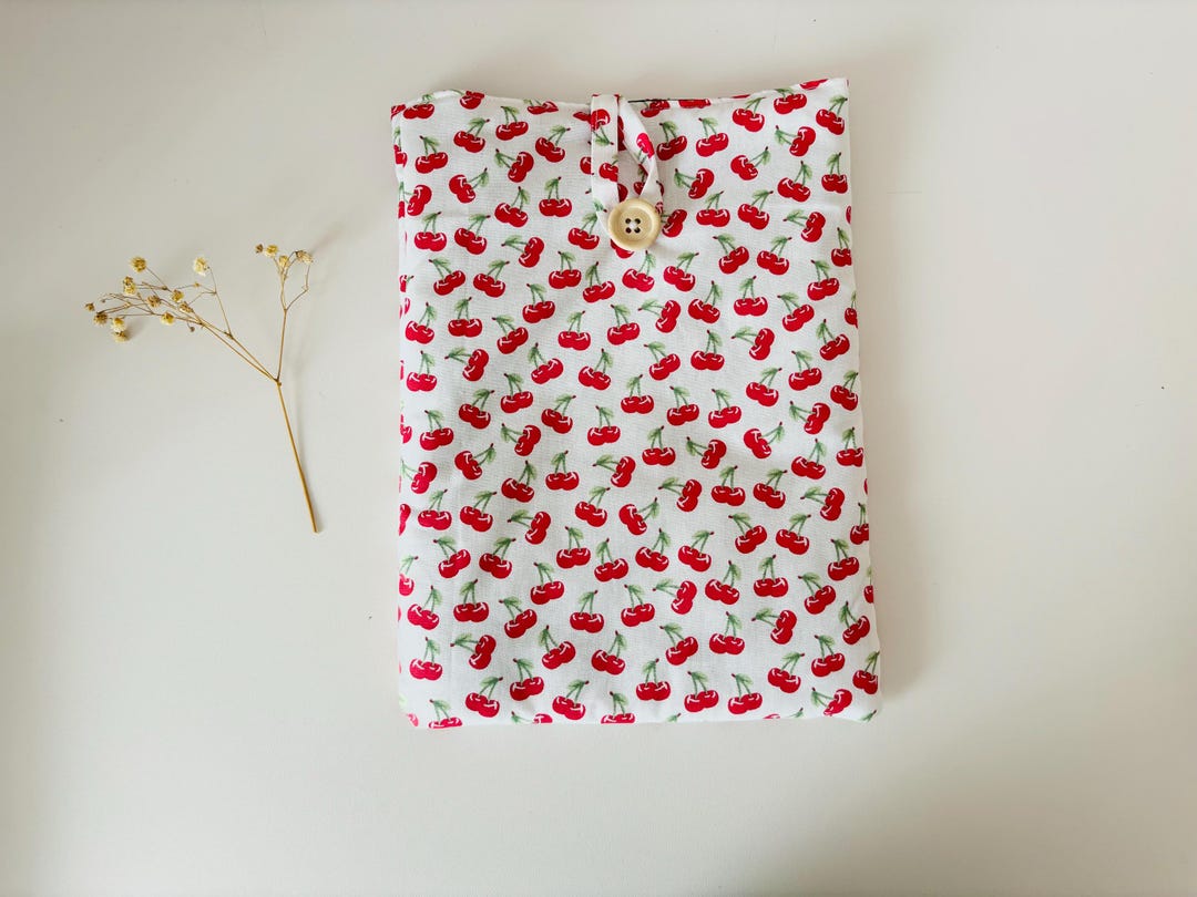 Purse Ereader Book Sleeve Cherries, Padded Book Cover, Fruit Book Protector, Red Book ...