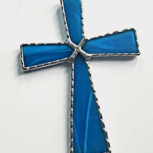 Stained glass cross ornament, stained glass cross suncatcher