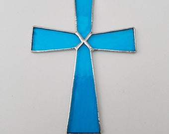 Stained glass cross ornament, stained glass cross suncatcher