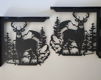 Large 9" Buck Deer Shelf Bracket Set 