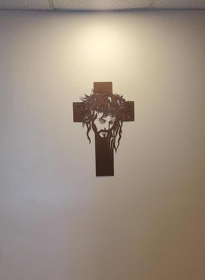 Jesus Cross Sign Metal Cross Jesus Cross Wall Art Christian Etsy