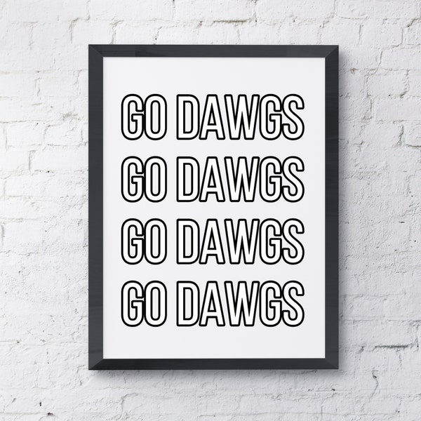 Deux GO DAWGS Instant Digital Download, fichier png jusqu’à 11x14! art mural uga imprimable