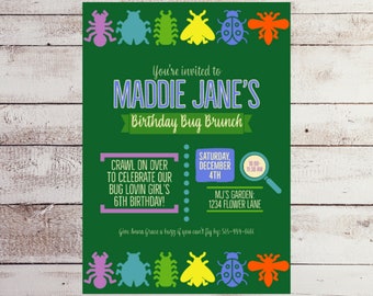 Bug Birthday Digital Download Birthday Invitation