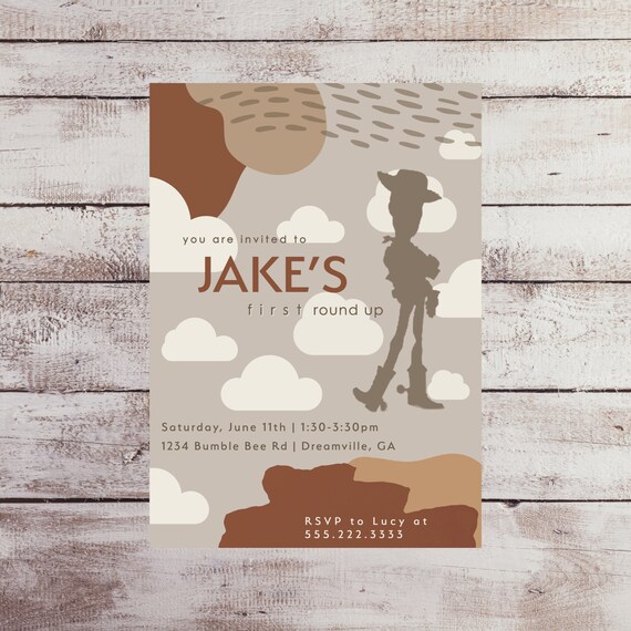 First Round Up Birthday Invitation Download, Printable Little Boy.