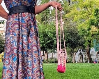 3 Color Pinkish - Macrame Bottle Bag