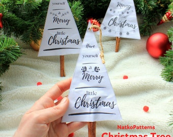 Christmas Tree PDF Pattern, DIY Paper decor, Christmas tree ornament, Easy Crafts for Kids, Holiday Paper project