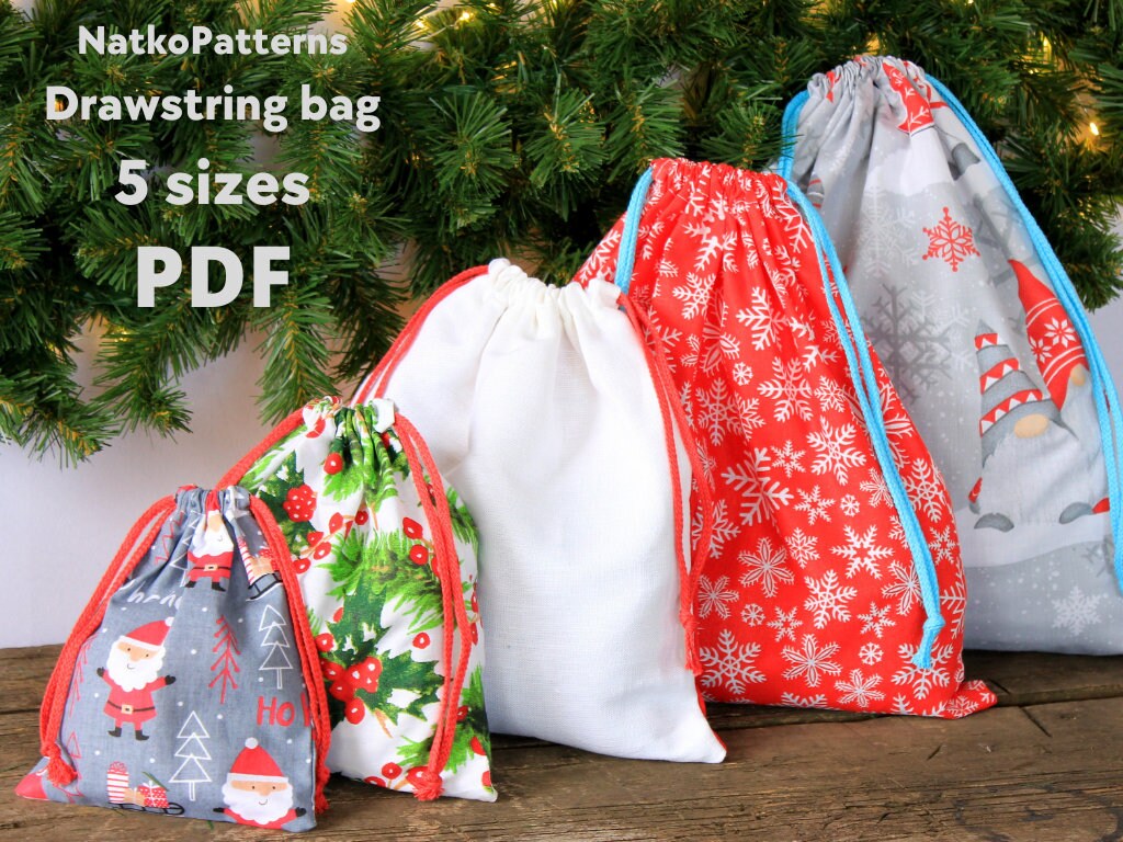 DXLing 50 Pieces Christmas Goody Bags EVA Christmas Drawstring Gift Bags Xmas 