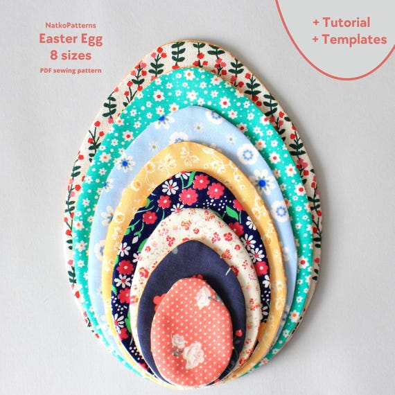 Fillable Easter Egg PDF Pattern – 8 Sizes, DIY Easter Decor, Easy Sewing Tutorial, Printable Templates, Egg hunt bags, Reusable Fabric Eggs