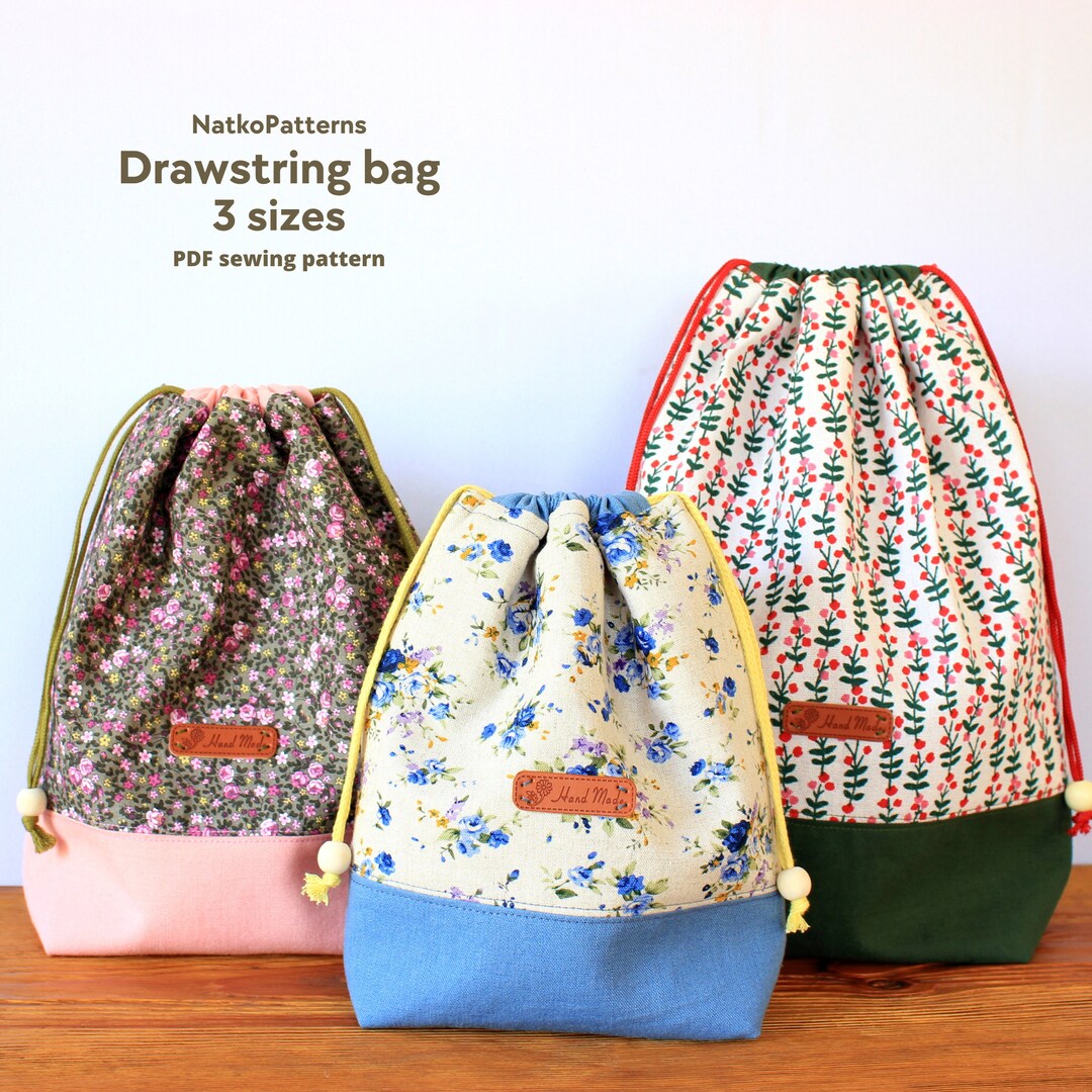 Drawstring Bag Sewing Pattern, Easy Sewing Project, Craft