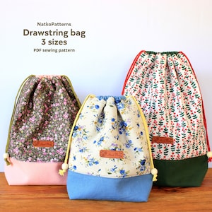 Kordelzugbeutel Schnittmuster, Einfaches Nähprojekt, Bastelbeutel PDF, Anfänger Nähanleitung, DIY Tasche Haltbar, Schnittmuster mit Vorlage