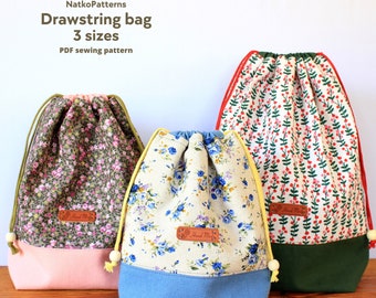 Drawstring bag sewing pattern, Easy sewing project, Craft bag PDF, Beginners sewing tutorial, DIY bag of holding, Pattern with templates