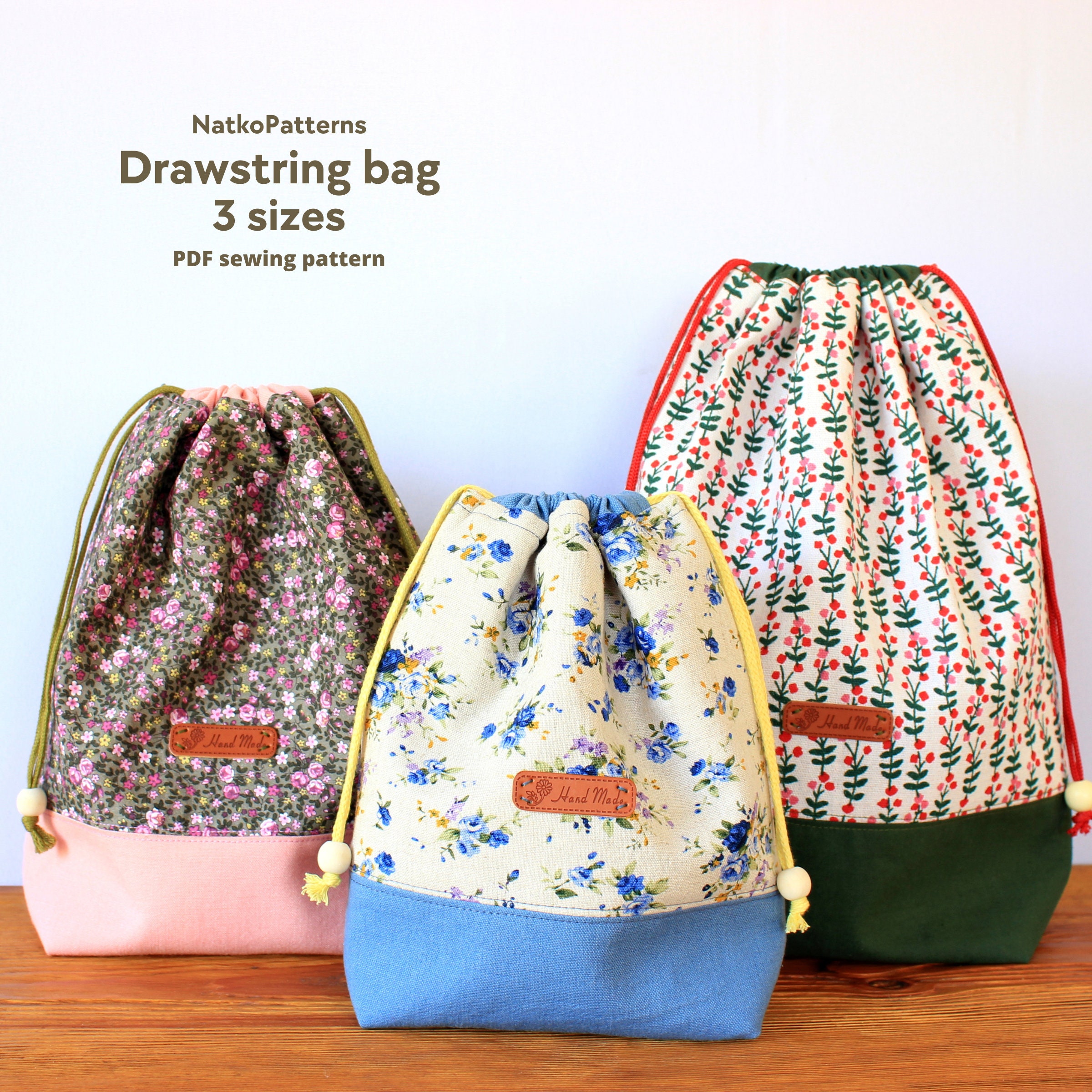 Drawstring Bag Sewing Pattern Easy Sewing Project Craft Bag 