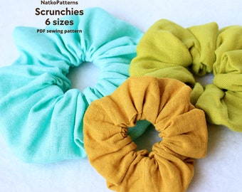 Scrunchies 6 Sizes PDF Sewing Pattern, How to make scrunchie, Scrunchies tutorial, Easy sewing pattern for beginners,  Instant download