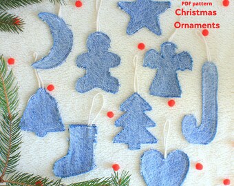 DIY Sustainability Christmas Home decor, Christmas Ornaments tutorial, PDF Pattern for beginner, Holiday sewing project, Crafts with kids