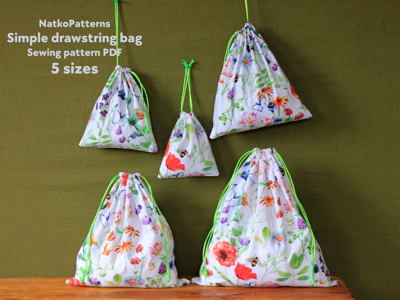 Simple Drawstring Bag PDF Instant Download DIY Craft Bag Etsy
