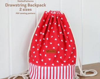 Drawstring backpack sewing pattern, Easy sewing project bag , Ruksack sewing PDF, Easy sewing patterns for beginners, Pattern with templates