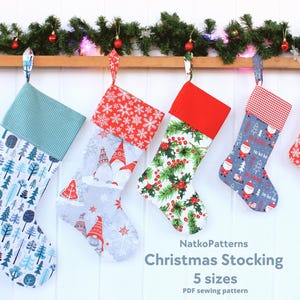 Christmas stocking PDF sewing pattern, Traditional Christmas socks 5 sizes, Fast sewing project, DIY Christmas decorations