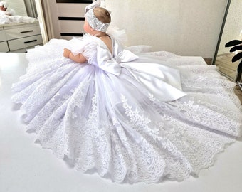 Robe de baptême de filles, robe de baptême de dentelle - robe de bébé fille robe de baptême - robe de baptême de bébé blanche - robe de baptême tout-petit.