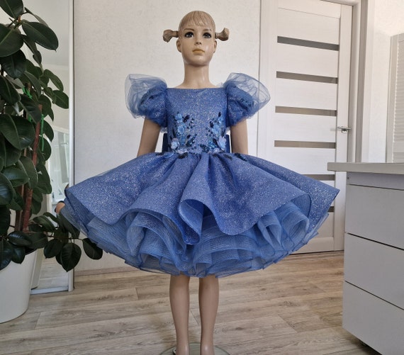 smoky blue dress Smoky Blue Smocked Midi Dress S