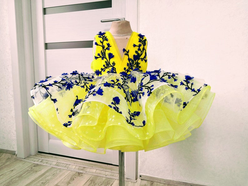Yellow Flower Girl Dress Baby Girl Tutu Dress Fluffy Dress Etsy