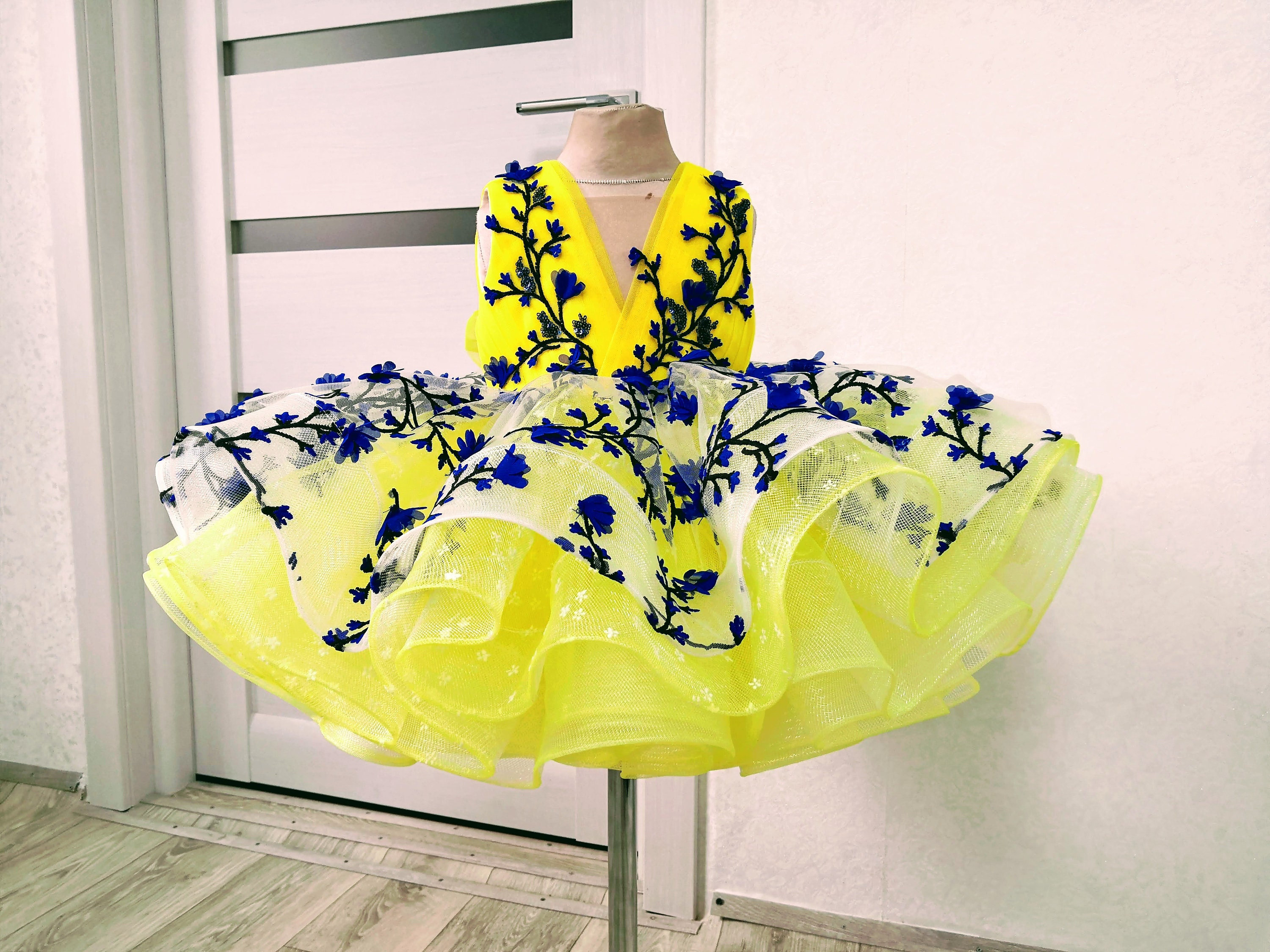Blue Yellow Dress Etsy Canada