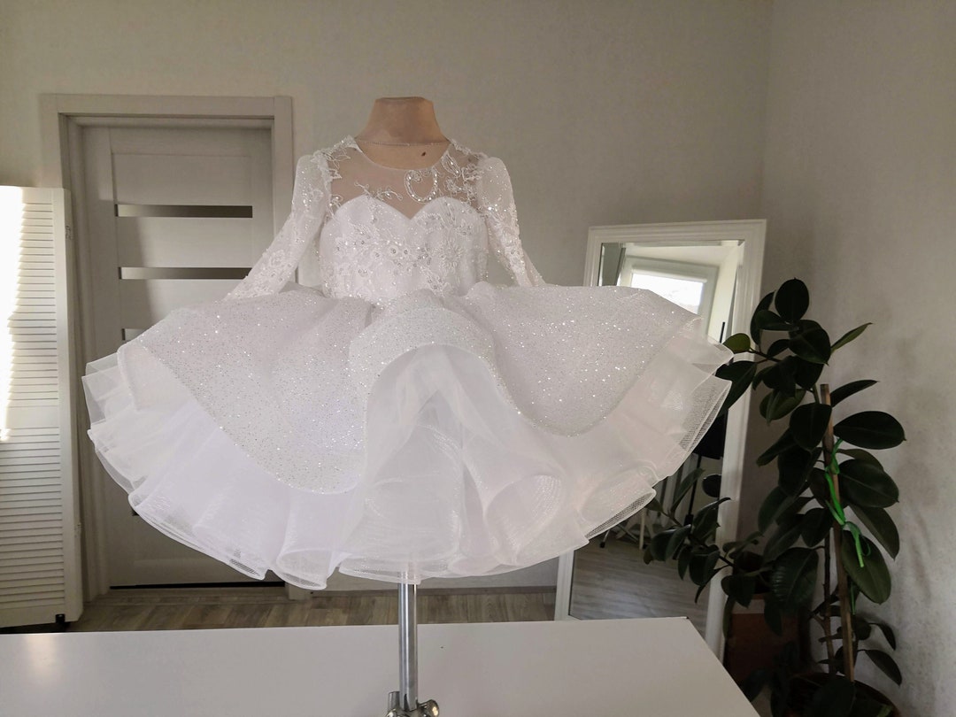 Sparkling White Flower Girl Dress. Christening Dress 1218 Etsy