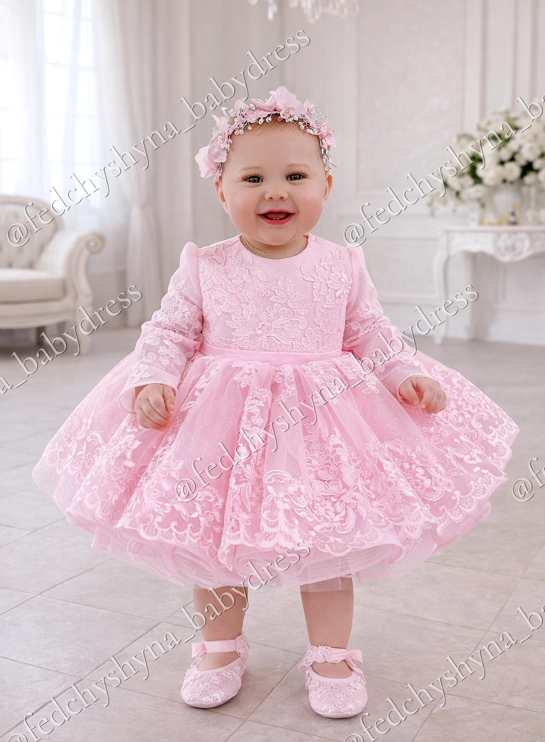 pink lace dress for baby NEW Will'Beth Pink Baby Dress with Lace, Ribbons, Embroidery, and Seed Pearls