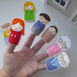 Family Finger Puppets, Felt finger theater, set of Finger puppets educational toy game, Baby Gifts Gifts for Boys for Girls, puppets theater