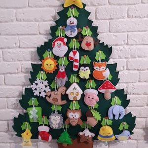 Christmas Themed Toys - Toddler Christmas tree with 12 (or 24) Felt ornaments - Custom Unique Christmas Gift Advent- 1st Christmas gift