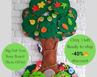 Busy board Big felt tree 78 cm (30.7&#39;&#39; in) - wall hanging busy board for toddler - big educational Play Set