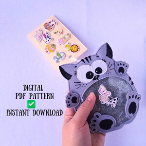 Suchen und finden Sensorische Tasche Schnittmuster - I Spion Tasche Nähen Muster PDF - Lustiges graues Katzenspielzeug, Montessori Sensorische Aktivität, Suchen und Finden Tasche Anleitung