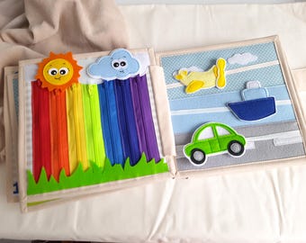 Custom Quiet Book for Toddlers 8"×8"(20х20cm) - Beige felt play book - Travel busy book - montessori soft activity book