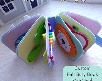 Quiet Activity Book for babies 5&quot;×5&quot;(12х12cm) - Custom quiet book for toddlers - felt book - toy gift - 1st birthday gift/ baptism gift