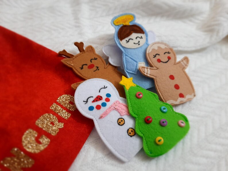 Christmas Toys - Finger Puppets - Felt Snowman, Deer, Christmas Tree ...