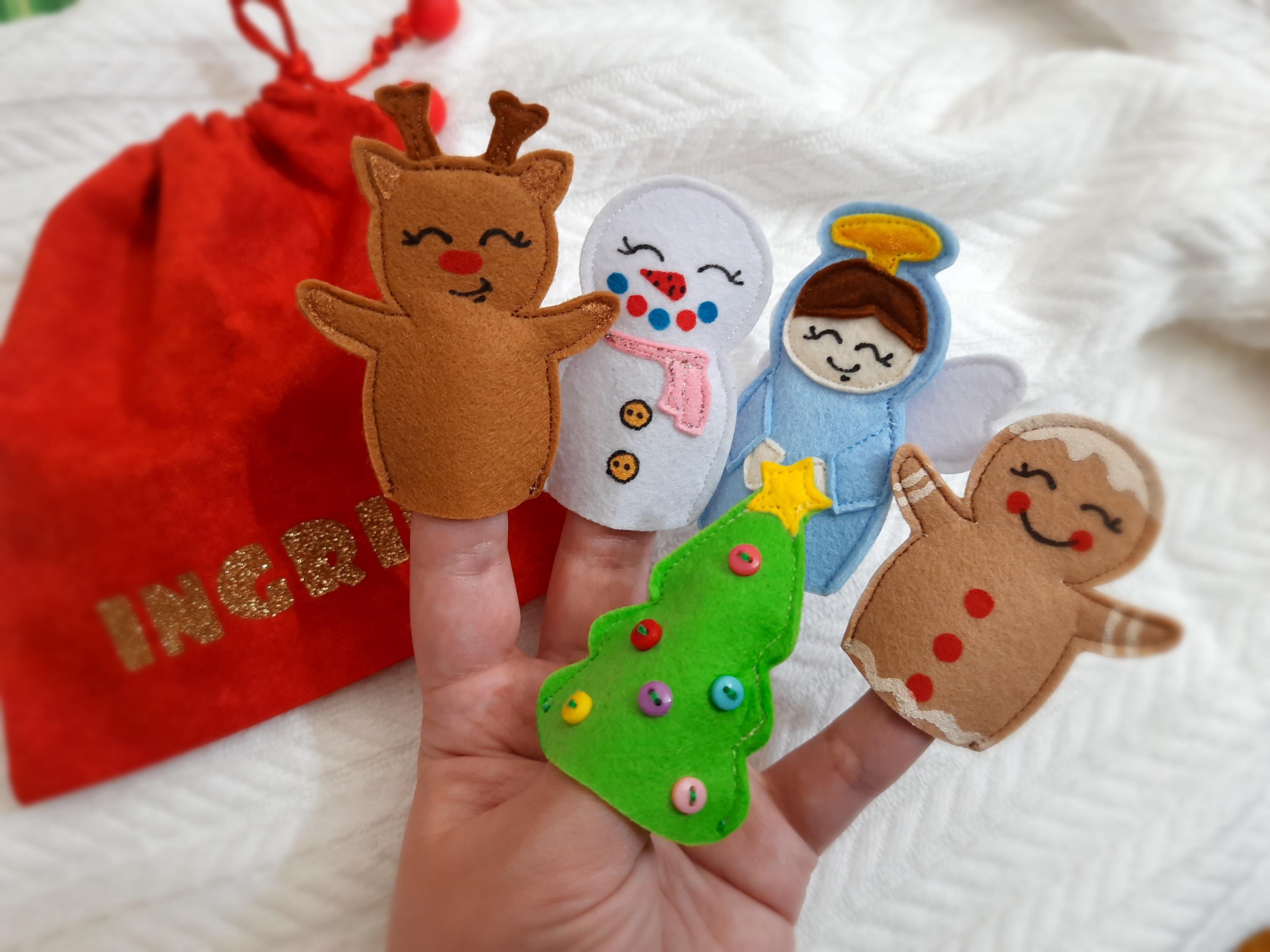 Christmas Toys - Finger Puppets - Felt Snowman, Deer, Christmas Tree ...