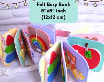 Custom Felt Busy Book for Toddlers 5"×5"(12х12cm) - my first quiet book - montessori soft felt book - 1st birthday gift/ baptism gift