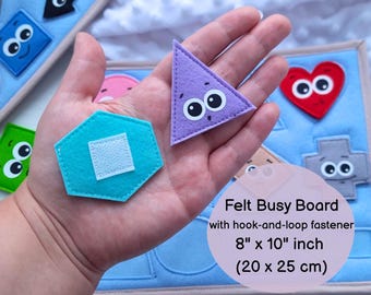 Tablero de actividades - Rompecabezas de fieltro para bebés - Página de libro de actividades con emparejamiento de formas y caras de emociones - Juguete Montessori preescolar, regalo para niños