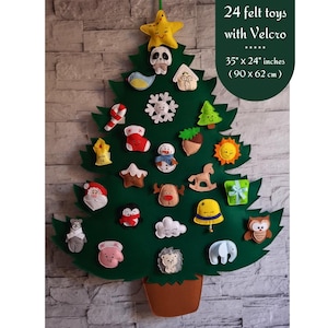 Toddler Christmas tree with 12 (or 24) soft Felt toys - Custom Unique Christmas Gift - Christmas Themed Toys