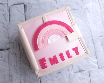 Quiet busy book custom - toddler girl soft busy book - Personalized montessori soft felt book - baptism gifts for 2 year old girl