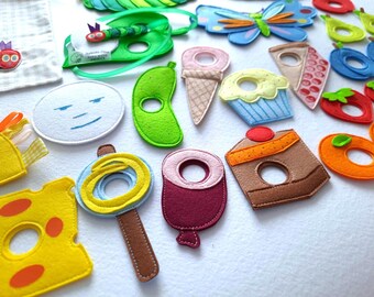 The Very Hungry Caterpillar felt story set with felt food for Toddlers, kindergartens - interactive play and teaching set of 26 or 31 pieces