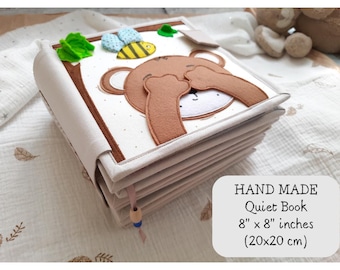 Personalized Quiet Book for Toddlers 8&quot;×8&quot;(20х20cm) - custom baby busy book   montessori soft felt book - first baby book