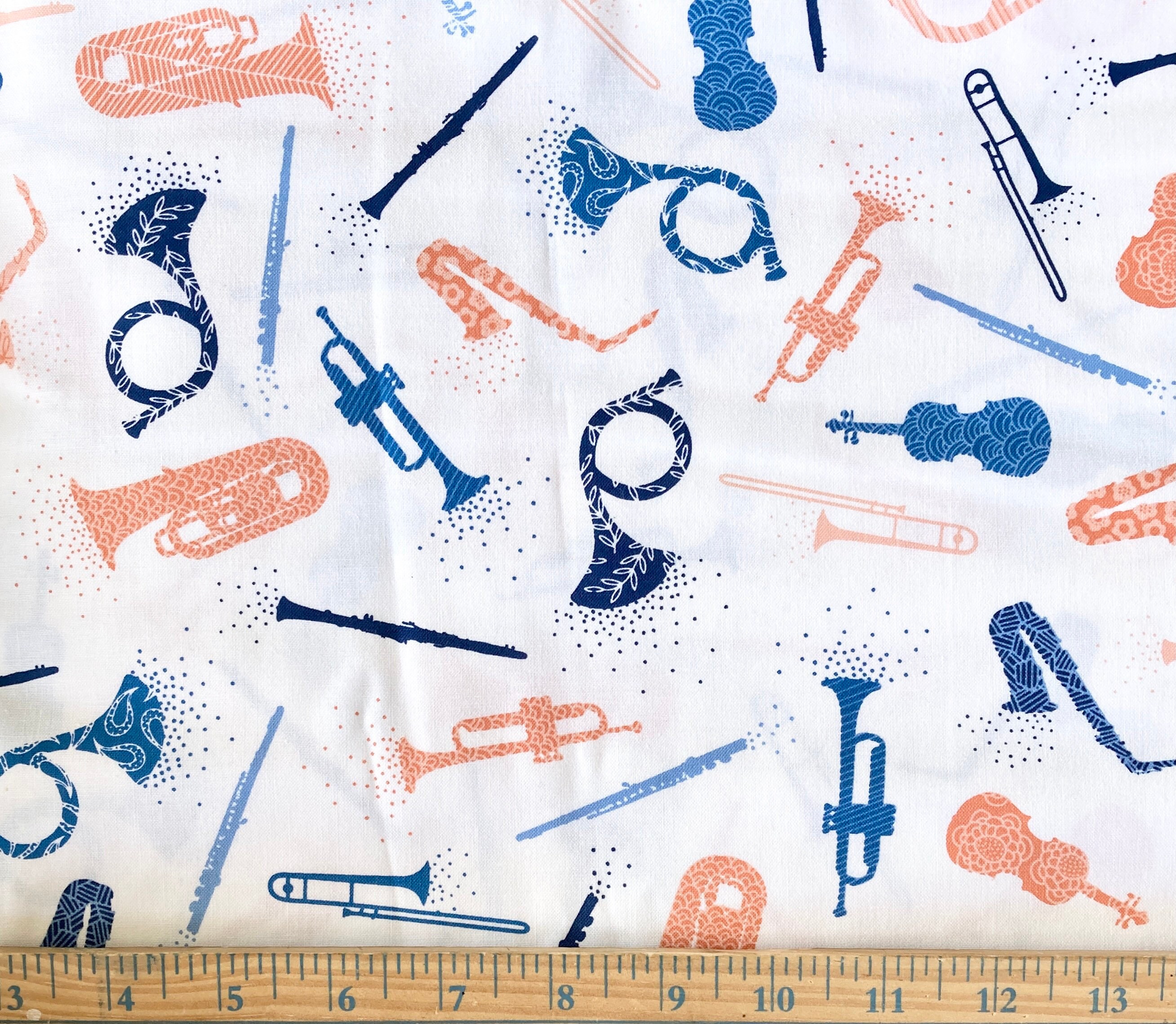 Musical Instruments Fabric Quilting Fabric Fabric by the | Etsy